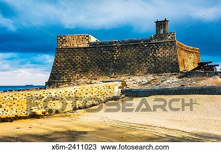 Stock Image - Castle of San Gabriel. Arrecife. Lanzarote, Canary Islands, Spain, Europe.. Fotosearch