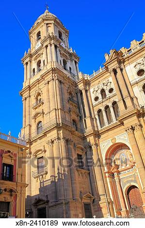 Cathedral belltower, Malaga, Andalusia, Spain. View Large Photo Image Stock Photo - Cathedral belltower, Malaga, Andalusia, Spain.. Fotosearch