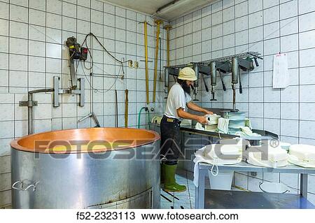 Stock Image - Cheese Organic tourist farm, Cadrg, Julian Alps, Municipality of Tolmin, Slovenia, Europe.. Fotosearch