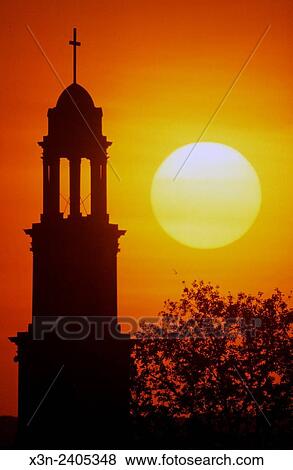 Stock Photo - Church at sunset.. Fotosearch