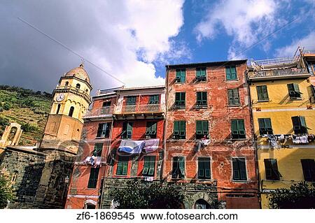 Colorful close up of buildings in Cinque Terre town of Vernazza Italy View Large Photo Image Stock Photography - Colorful close up of buildings in Cinque Terre town of Vernazza Italy. Fotosearch