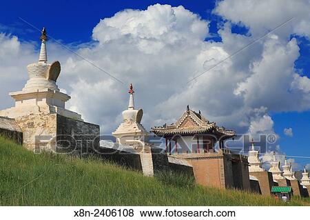 Stock Photo - Erdene Zuu Buddhist monastery, Kharkhorin, Ovorkhangai Province, Mongolia.. Fotosearch