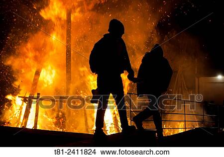 Firemen at work, Castellon, Spain View Large Photo Image Picture - Firemen at work, Castellon, Spain. Fotosearch