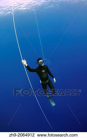 Stock Image - Freediver, Mediterranean Sea, Kash, Turkey.. Fotosearch