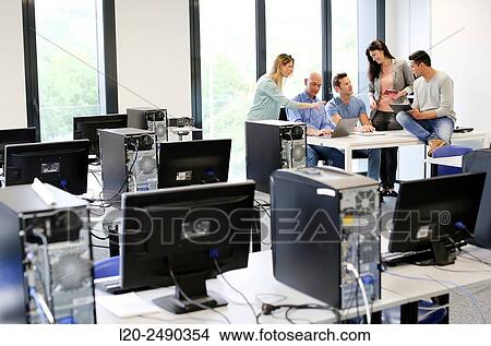 Picture - Group of teachers. Computer Academy.. Fotosearch