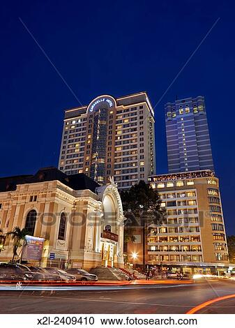 Stock Image - Ho Chi Minh City at night, Vietnam.. Fotosearch