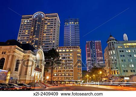 Ho Chi Minh City at night, Vietnam. View Large Photo Image Stock Photo - Ho Chi Minh City at night, Vietnam.. Fotosearch