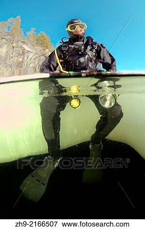 Stock Photo - ice diving, Arctic, Russia, Russian north, Kareliya, White sea.. Fotosearch