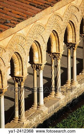 Italy, Sicily, Palermo, cathedral of Monreale, cloister View Large Photo Image Stock Photo - Italy, Sicily, Palermo, cathedral of Monreale, cloister. Fotosearch
