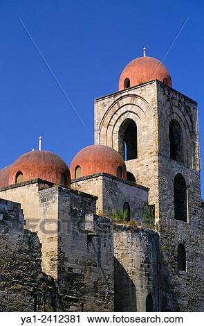 Stock Image - Italy, Sicily, Palermo, San Giovanni degli Eremiti church. Fotosearch