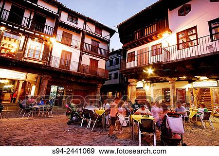 Stock Photo - Main square of La Alberca, Salamanca, Spain.. Fotosearch