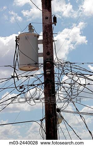 Multiple electric wires and transformer on a pole, Zapata Peninsula, Cuba View Large Photo Image Stock Photo - Multiple electric wires and transformer on a pole, Zapata Peninsula, Cuba. Fotosearch
