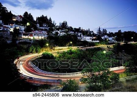 Road for exit the town in Miraflores de la Sierra, Madrid, Spain. View Large Photo Image Stock Photograph - Road for exit the town in Miraflores de la Sierra, Madrid, Spain.. Fotosearch