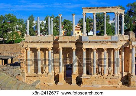 Roman theatre, Merida, Extremadura, Spain. View Large Photo Image Stock Photo - Roman theatre, Merida, Extremadura, Spain.. Fotosearch