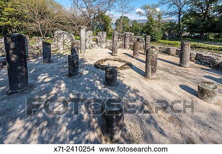 Ruins of the 6th cen. Byzantine Baptistery in ancient Butrint, Southern Albania. View Large Photo Image Picture - Ruins of the 6th cen. Byzantine Baptistery in ancient Butrint, Southern Albania.. Fotosearch