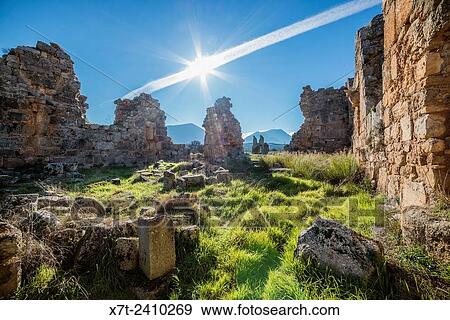 Ruins of the Cistercian Abbey of Zaraka, built by the Franks in the 13th cen. Stymfalia, Korinthia, Peloponnese, Greece. View Large Photo Image Stock Photo - Ruins of the Cistercian Abbey of Zaraka, built by the Franks in the 13th cen. Stymfalia, Korinthia, Peloponnese, Greece.. Fotosearch