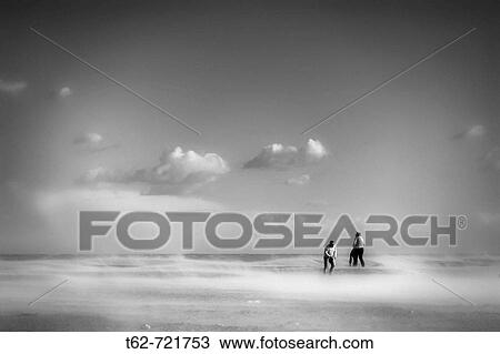 Stock Image - Sand and Wind, Platja de El Trabucador. Ebro Delta National Park, Tarragona province, Catalonia, Spain. Fotosearch