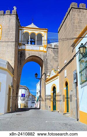 Stock Image - Santa ClaraÂ´s Arch (Tempre Gate), Elvas, Alentejo, Portugal.. Fotosearch