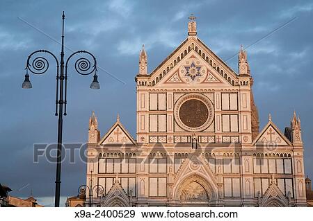 Santa Croce Church and Lamppost, Florence, Italy in Evening Light. View Large Photo Image Stock Photo - Santa Croce Church and Lamppost, Florence, Italy in Evening Light.. Fotosearch