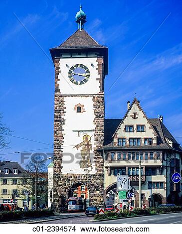 Schwabentor Schwabian old city gate 13th Century Freiburg im Breigsau Baden-Württemberg Germany. View Large Photo Image Picture - Schwabentor Schwabian old city gate 13th Century Freiburg im Breigsau Baden-Württemberg Germany.. Fotosearch