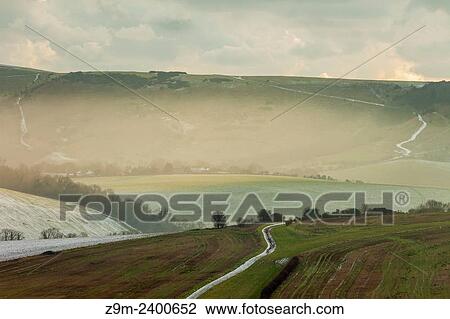 Snow on the South Downs near Lewes, East Sussex, UK. View Large Photo Image Stock Image - Snow on the South Downs near Lewes, East Sussex, UK.. Fotosearch