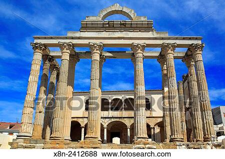 Temple of Diana, Roman Forum, Merida, Extremadura, Spain. View Large Photo Image Stock Photo - Temple of Diana, Roman Forum, Merida, Extremadura, Spain.. Fotosearch