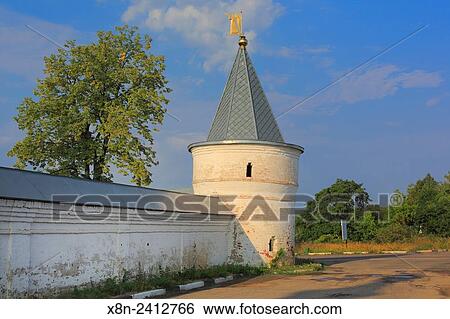 Stock Photograph - Tower of Luzhetsky Monastery, Mozhaysk, Moscow region, Russia.. Fotosearch