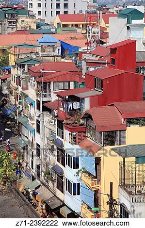 Vietnam, Hanoi, old town, rooftop view,. View Large Photo Image Stock Image - Vietnam, Hanoi, old town, rooftop view,.. Fotosearch