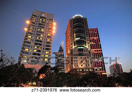 Stock Photograph - Vietnam, Ho Chi Minh City, Me Linh Square, skyline,.. Fotosearch
