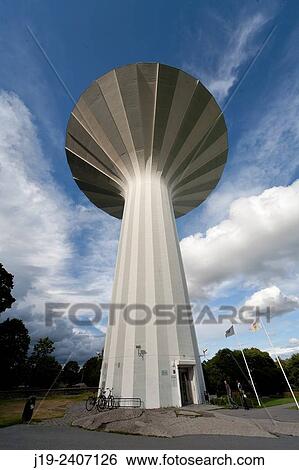 Stock Photograph - Water tower Svampen (The Mushroom) of Ã–rebro, NÃ¤rke, Sweden.. Fotosearch