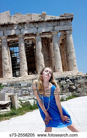 Woman front the Parthenon, Acropolis, Athens, Greece View Large Photo Image Stock Photography - Woman front the Parthenon, Acropolis, Athens, Greece. Fotosearch