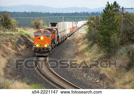 A Burlington Northern Santa Fe in Airway Heights, Washington, USA. View Large Photo Image Stock Photo - A Burlington Northern Santa Fe in Airway Heights, Washington, USA.. Fotosearch