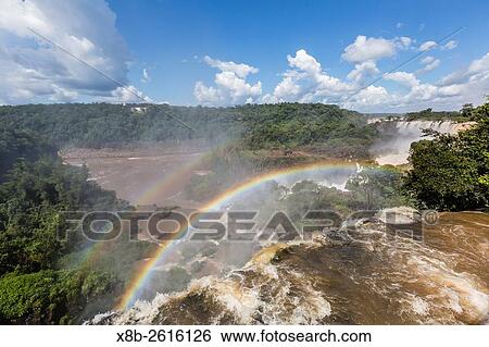 Stock Photograph - A view from the upper trail, Iguaz Falls National Park, Misiones, Argentina, South America.. Fotosearch