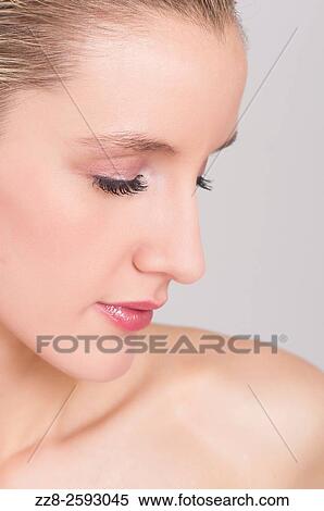 Attractive young woman with pink eyeshadow eyes closed. View Large Photo Image Stock Photography - Attractive young woman with pink eyeshadow eyes closed.. Fotosearch