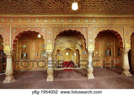 Stock Image - Audience room, Junagarh Fort, Bikaner, Rajasthan, India.. Fotosearch
