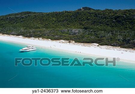 Australia, Queensland, Whitsunday island, Whitehaven beach aerial view View Large Photo Image Stock Image - Australia, Queensland, Whitsunday island, Whitehaven beach aerial view. Fotosearch