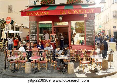 Stock Photo - Bar Restaurant in Montmartre district, Paris, France.. Fotosearch