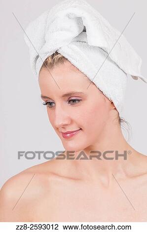 Beautiful woman after shower with white towel wrapped on her head. View Large Photo Image Stock Image - Beautiful woman after shower with white towel wrapped on her head.. Fotosearch