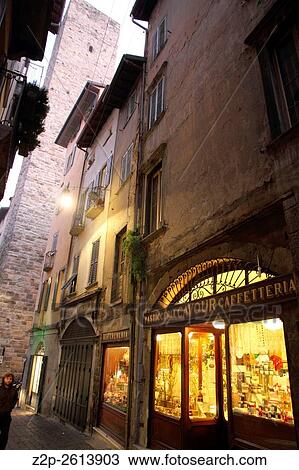 Bergamo by night Italy. View Large Photo Image Stock Image - Bergamo by night Italy.. Fotosearch