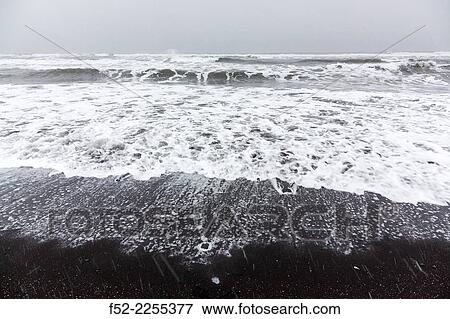 Black beach, Reynisdrangar, Vik, Southern Iceland, Iceland, Europe. View Large Photo Image Stock Photo - Black beach, Reynisdrangar, Vik, Southern Iceland, Iceland, Europe.. Fotosearch