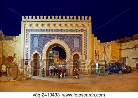 Blue Gate (Bab Boujloude), Fez, Morocco, Africa. View Large Photo Image Stock Image - Blue Gate (Bab Boujloude), Fez, Morocco, Africa.. Fotosearch