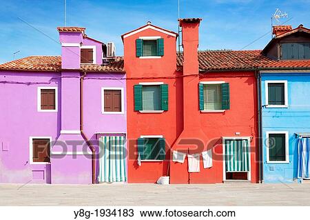 Burano - colorful houses in Burano near Venice, (Burano Lagoon Island), Italy. View Large Photo Image Stock Image - Burano - colorful houses in Burano near Venice, (Burano Lagoon Island), Italy.. Fotosearch