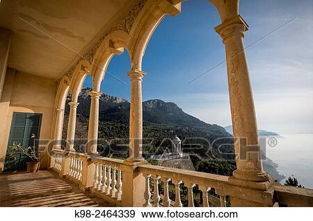 Casa Museo de Son Marroig, terraza sobre el mediterraneo, Valldemossa, Mallorca, balearic islands, spain, europe. View Large Photo Image Stock Photo - Casa Museo de Son Marroig, terraza sobre el mediterraneo, Valldemossa, Mallorca, balearic islands, spain, europe.. Fotosearch