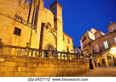 Stock Image - Catedral de San Mart? n, cathedral in Orense old city ay dusk, Galicia, Spain.. Fotosearch