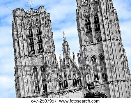 Cathedral of St. Michael and St. Gudula, Brussels, Belgium View Large Photo Image Stock Photo - Cathedral of St. Michael and St. Gudula, Brussels, Belgium. Fotosearch