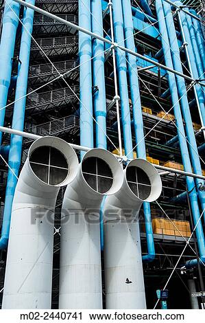Centre Georges Pompidou (1977) was designed in style of high-tech architecture. It houses library, National Art Modern museum and IRCAM. Paris, France. View Large Photo Image Stock Image - Centre Georges Pompidou (1977) was designed in style of high-tech architecture. It houses library, National Art Modern museum and IRCAM. Paris, France.. Fotosearch