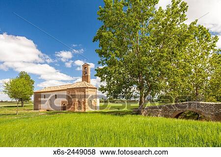 Stock Photo - Chapel of Virgen del Puente near Sahagun, Way of St. James, Leon, Spain.. Fotosearch