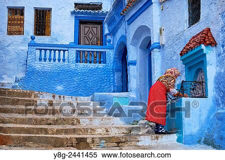Chefchaouen (Chaouen), also known as Blue City. Houses here are painted on blue color. Morocco View Large Photo Image Stock Photography - Chefchaouen (Chaouen), also known as Blue City. Houses here are painted on blue color. Morocco. Fotosearch