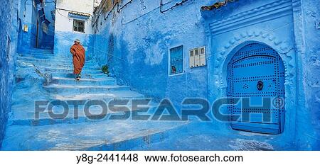 Chefchaouen (Chaouen). Is noted for its buildings in shades of blue. Morocco. View Large Photo Image Stock Photo - Chefchaouen (Chaouen). Is noted for its buildings in shades of blue. Morocco.. Fotosearch