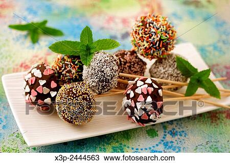 Chocolate cake pops. View Large Photo Image Stock Image - Chocolate cake pops.. Fotosearch